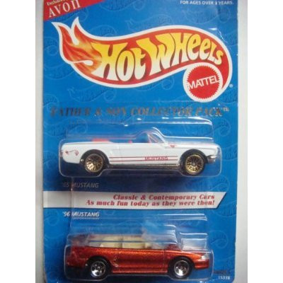 Hot Wheels Avon 1995 Exclusive Collection Father & Son Mustang Set '65 White - '96 Red Convertible 5 Spoke Scale 1/64 Collector