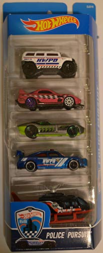 Hot Wheels Compatible 5 Gift Pack Set Police Pursuit DJD19 1:64 Scale Collectible Die Cast Model Car