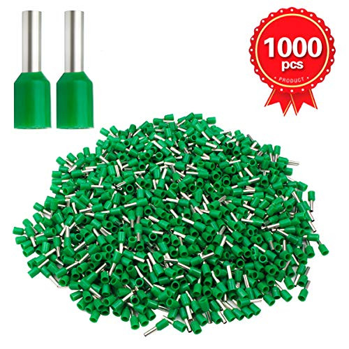 XHF 1000 PCS AWG 14 Ferrule Crimper Plier Insulated Crimp Pin Terminal Cord End Terminals, Wire Ferrules Terminals, Wire Connector, Insulated Cord Pin End Terminal 2.5mm² Green