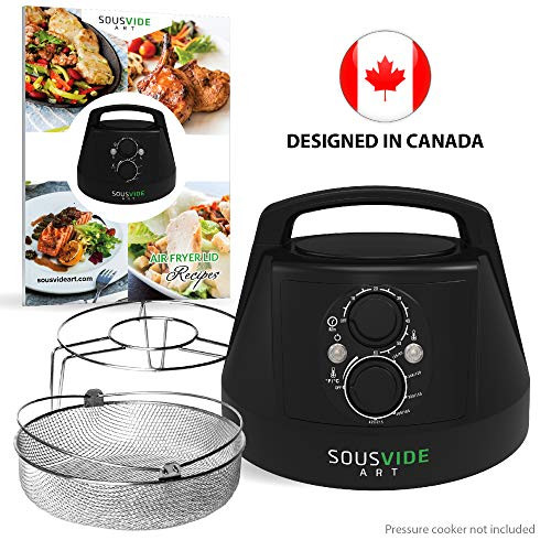 Air Fryer Lid for Instant Pot 6 Qt Pressure Cooker, 6 Qt Mealthy Pressure Cooker, 6 Qt Yedi Pressure Cooker - Crisplid for Pressure Cooker - Turn Your 6Qt Pressure Cooker into Air Fryer - Kit of Airfryer Lid for Air Fryer Cooking, Basket, Rack, Cookbook