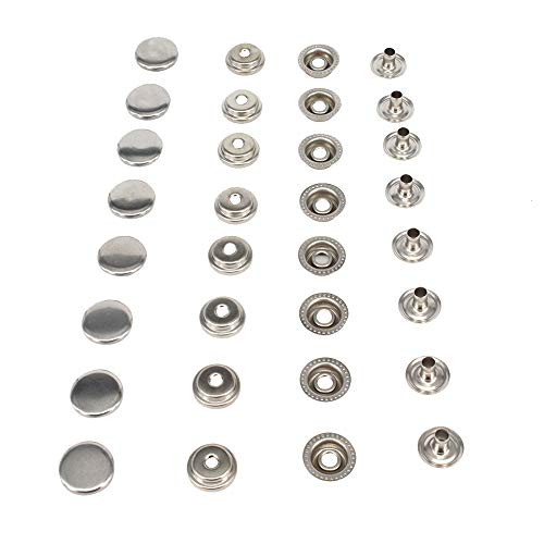 HKOO Snap Fasteners 100% Stainless Steel Boat Marine Canvas Upholstery Snaps Cap - Socket - Stud - Eyelet All Four Parts?15mm Cap (80 Pieces) (5/8?Stainless Steel)