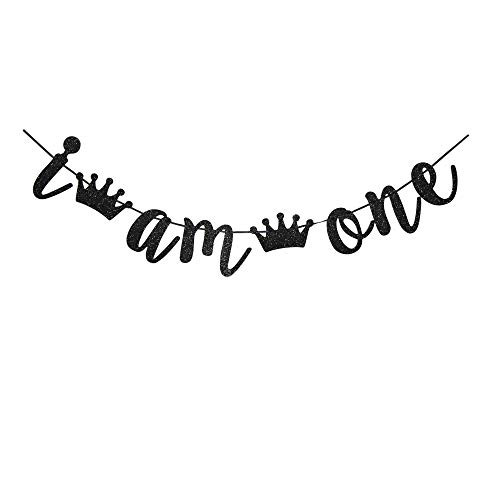 I Am One Black Color Banner for Baby's First Birthday Party Sign Decorations, Baby's 1st Birthday Party Supplies I Am One Black Color Banner for Baby's First Birthday Party Sign Decorations, Baby's 1st Birthday Party Supplies