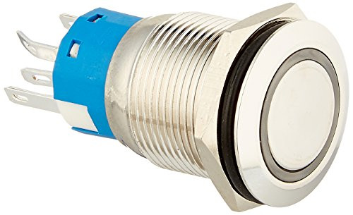 Uxcell 12V SPDT Momentary Orange LED Stainless Steel Flat Pushbutton Switch