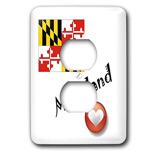 3dRose lsp_7188_6 I Love Maryland 2 Plug Outlet Cover, Multicolored