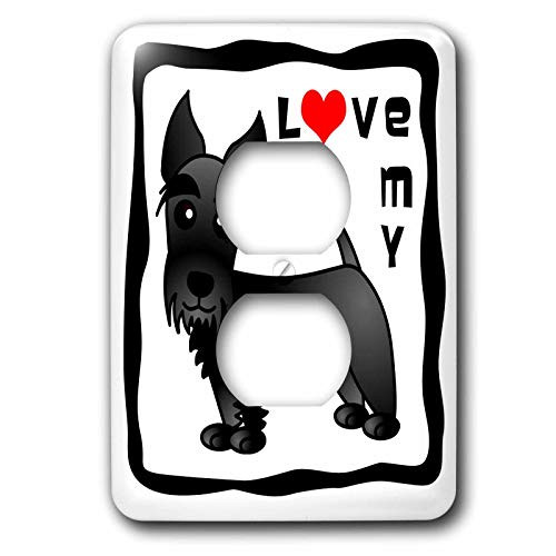 3dRose lsp_40872_6 I Love My Scottie Dog-Black-Red Heart 2 Plug Outlet Cover