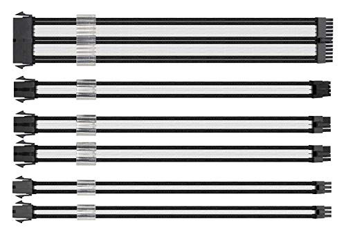 IBest ImPetus Sleeved Cable - Cable Extension for Power Supply with Extra-Sleeved 24/PIN 6+2/8-PIN 4+4/8-PIN 6-PIN with Combs-Transparent