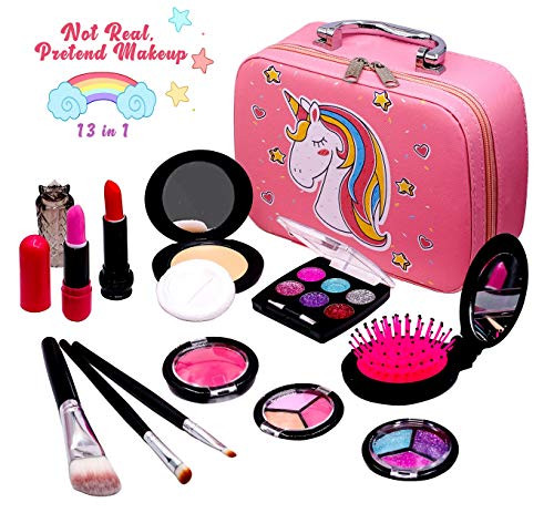 Sendida Pretend Makeup Toys for Girls - Kids Play Makeup Kit Fake Cosmetics Gift for 3, 4, 5, 6 Years Little Girls Toddlers Dress up Set NOT Real Role Play Game