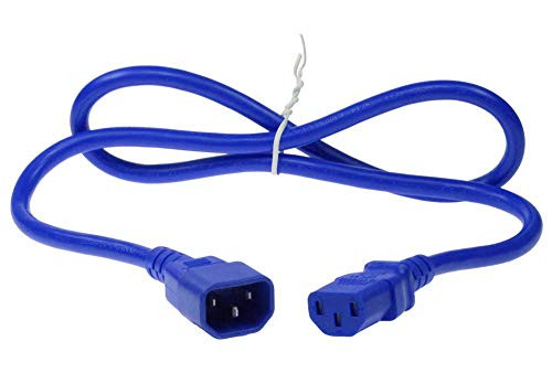 SF Cable 3ft IEC 60320 C14 to C13 Power Extension Cord 10Amp 250V 18/3 AWG SJT - Blue