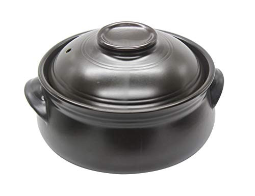 Korean Premium Ceramic Stone Bowl with Lid, For Cooking Hot Pot Dolsot Bibimbap and Soup (8in)
