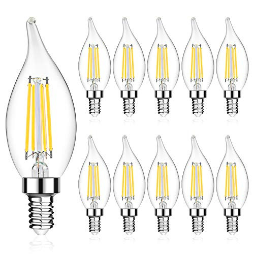 LANGREE E12 LED Candelabra Base Bulbs 60W Equivalent, 5W LED Chandelier Light Bulbs, Non-Dimmable, LED Candle Light Bulb, Flame Tip, 5000K Daylight White, 550LM - Pack of 10