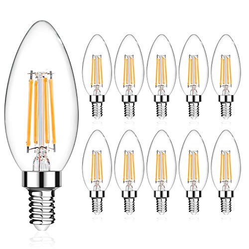 LANGREE E12 LED Candelabra Base Bulbs 60W Equivalent, 5W LED Candle Light Bulbs, LED Chandelier Light Bulbs, Non-Dimmable, 2700K Soft White, 550LM - Pack of 10