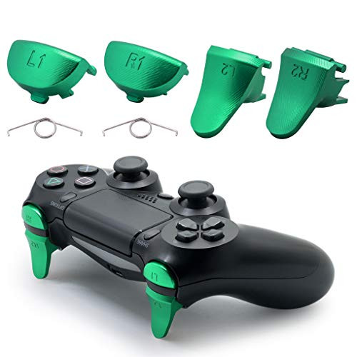 TOMSIN Replacement Triggers for PS4 Slim/ PS4 Pro Controller, Aluminum Metal L1 R1 L2 R2 Trigger Buttons for PS4 Controller Gen 2 (Green)