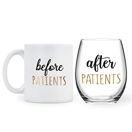Gtmileo Before Patients, After Patients 11 oz Coffee Mug and 15 oz Stemless Wine Glass Set for Nurse, Doctor, Dentist, Dental, Physician, Hygienist Gtmileo Before Patients, After Patients 11 oz Coffee Mug and 15 oz Stemless Wine Glass Set for Nurse, Doctor, Dentist, Dental, Physician, Hygienist