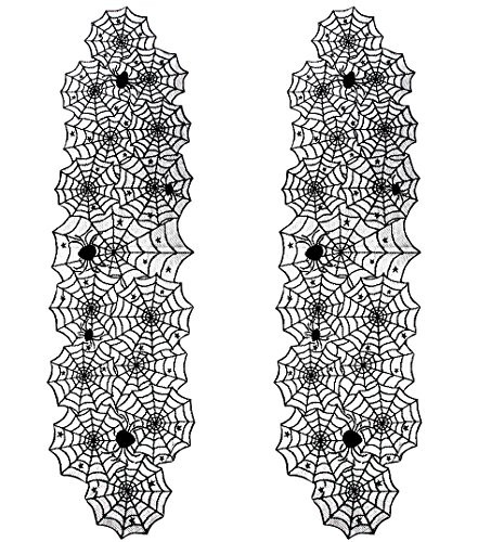 Juvale Halloween Table Runners - 2-Pack Spider Web Design Lace Table Cloth, Halloween Party Decor, Table Linen, 18 x 72 Inches