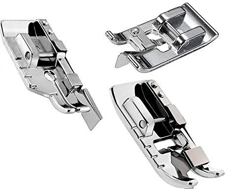 Pack of 1/4''(Quarter inch) Quilting Patchwork Sewing Machine Presser Foot with Edge Guide,Stitch in Ditch Foot/Professional Overcast Presser Foot for All Low Shank Snap-On Singer, Brother