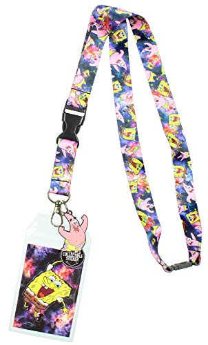 Spongebob Squarepants ID Lanyard with Detachable Badge Holder, Patrick Charm, and Collectible Sticker