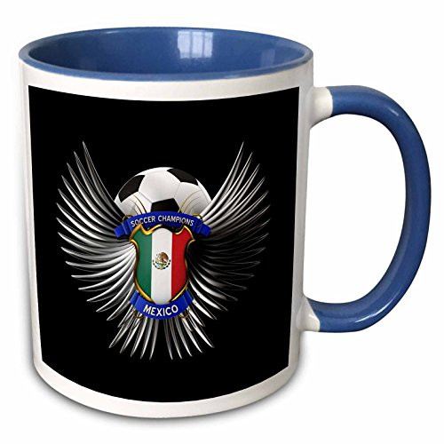 3dRose Mexico soccer ball with crest team football Mexican Mug, 11 oz, Blue 3dRose Mexico soccer ball with crest team football Mexican Mug, 11 oz, Blue
