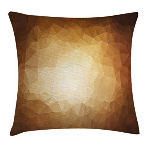 Ambesonne Tan Throw Pillow Cushion Cover, Abstract Triangles in Mosaic Form Modern Geometrical Artistic Retro Graphic, Decorative Square Accent Pillow Case, 18 X 18 Inches, Brown Light Brown Tan