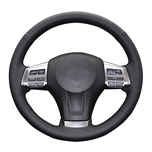 Eiseng DIY Steering Wheel Cover for Subaru Impreza 2013 2014 2015 2016 / Forester 2014-2016 / Outback Legacy 2012-2014 / XV Crosstrek 2013-2015 Interior Accessories Genuine Leather Sew (Black thread)
