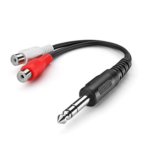 TNP Premium Stereo 1/4 Inch Male to Dual RCA Female Y Cable Adapter Splitter (8 Inch) - Male 6.35mm 1/4" TRS to Stereo 2RCA Female Connector Wire Cord Plug Jack