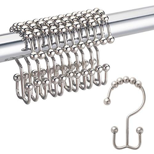DadyMart Shower Curtain Hooks Rust Resistant Shower Curtain Rings Metal Double Glide Rollers Shower Hooks for Bathroom Shower Curtain Rods Curtains, Set of 12, Nickel DadyMart Shower Curtain Hooks Rust Resistant Shower Curtain Rings Metal Double Glide Rollers Shower Hooks for Bathroom Shower Curtain Rods Curtains, Set of 12, Nickel