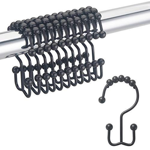 DadyMart Shower Curtain Hooks Rust Resistant Shower Curtain Rings Metal Double Glide Rollers Shower Hooks for Bathroom Shower Curtain Rods Curtains, Set of 12, Matte Black DadyMart Shower Curtain Hooks Rust Resistant Shower Curtain Rings Metal Double Glide Rollers Shower Hooks for Bathroom Shower Curtain Rods Curtains, Set of 12, Matte Black