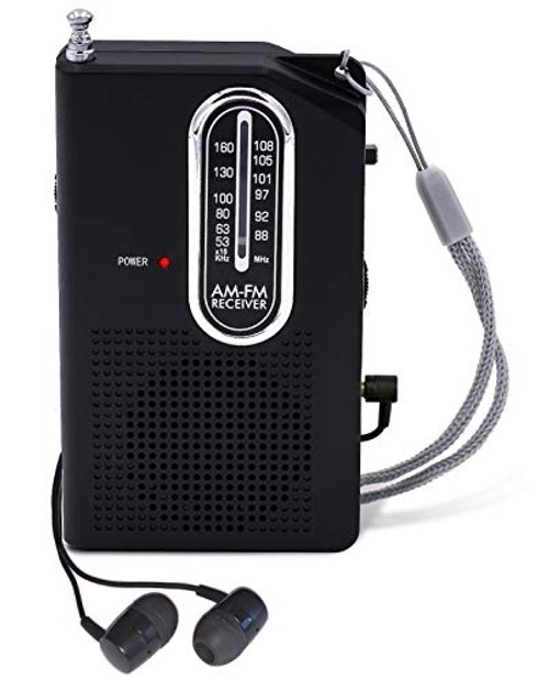 AM FM Portable Pocket Radio, Battery Operated Compact Transistor Radios with Great Reception, Built-in Speaker, Come with Headphone