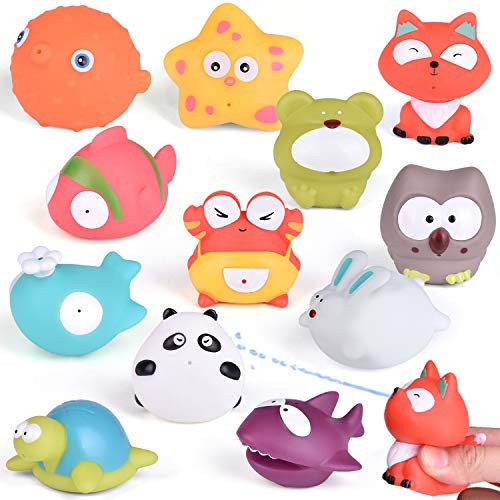 FUN LITTLE TOYS Bath Toys for Toddlers, Sea Animals Squirters Toys for Bath Tub, Water Toys for Kids-12 Pieces