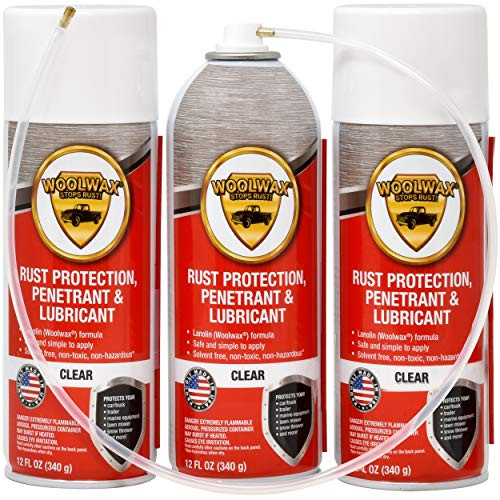 woolwax 12 Oz Undercoating Protection Aerosol Spray Can 3 Pack, Rust Inhibitor and Prevention, Anti Corrosion Multi Purpose Penetrant and Lubricant, Spray Can Extension Wand Included