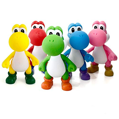 13cm Super Mario Bros Yoshi Dinosaur PVC Action Figurine Toy Cake Toppers 5 Set