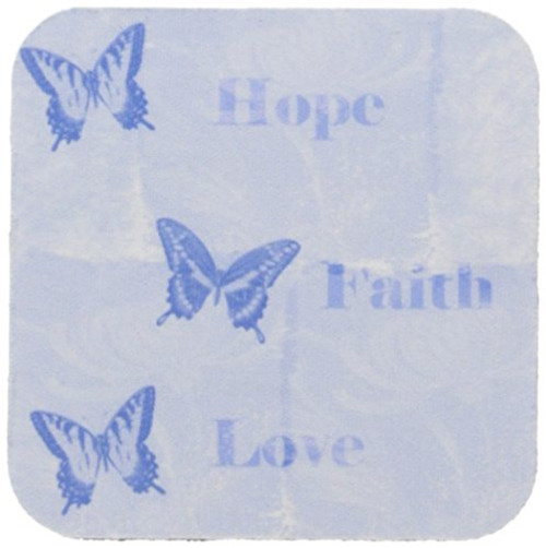 3dRose CST_79334_2 Inspired Blue Butterflies Hope, Faith and Love Soft Coasters, Set of 8 3dRose CST_79334_2 Inspired Blue Butterflies Hope, Faith and Love Soft Coasters, Set of 8