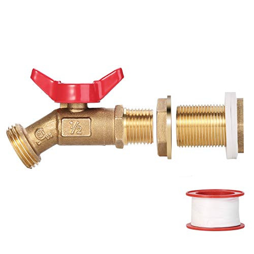 WADEO Brass Rain Barrel Quarter Turn Ball Valve Spigot with Bulkhead Fitting