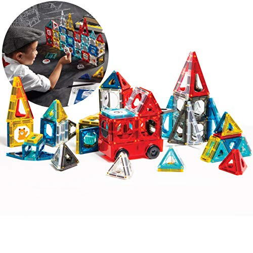 FAO Schwarz 150 Piece Magnetic Tiles Set, Engineering STEM Toy Kit