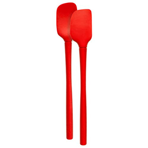 Tovolo Flex-Core All Silicone Mini Spatula & Spoonula, Candy Apple Red - Set of 2