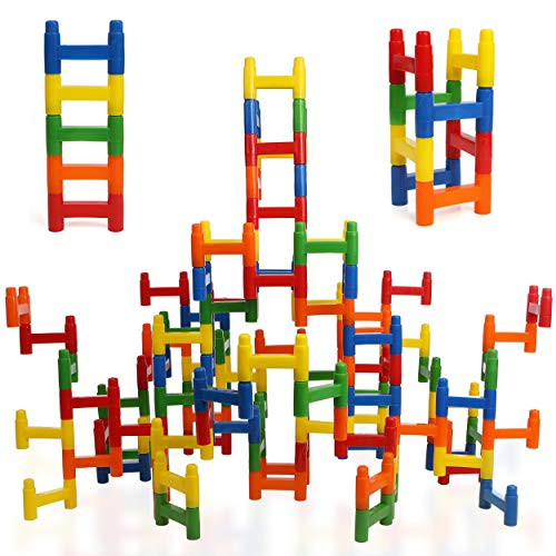 Smart Builder Toys H Block Construction Building Blocks Stacking Toy Preschool STEM Connection Set Educational 100 Piece Playset with Storage Container for Toddler Kids Girls and Boys