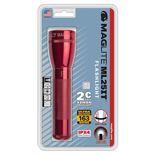 Maglite ML25IT Incandescent 2-Cell C Flashlight, Red