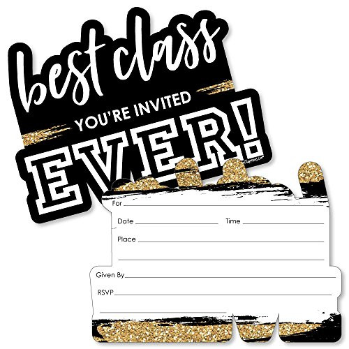 Reunited - Shaped Fill-in Invitations - School Class Reunion Party Invitation Cards with Envelopes - Set of 12