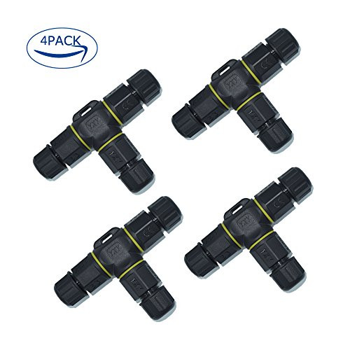 3 Ways 2 Pin/3 Pin/4 Pin Waterproof Connector Outdoor Junction Box IP68 Electrical Connectors for 4.5mm-9mm Cable,Outdoor Lighting, Garden, Solar Supplies 4Pack of 4Pin