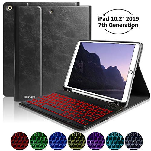 Keyboard Case iPad 10.2 2019 7th Gen -Lightweight Magnetic Cover iPad 10.2 Keyboard Case-Backlit & Wireless Smart Keyboard for 10.2 inch-iPad 7th Generation Case Keyboard with Pencil Holder