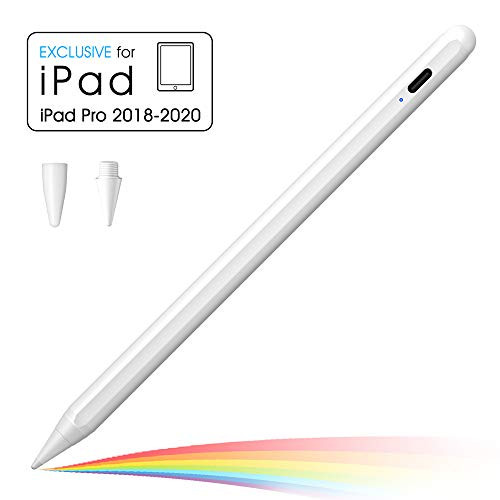Upgraded Stylus for iPad with Plam Rejection & Tilt Sensor, Active Stlyus Pen iPad Pencil Compatible with (2018-2020) iPad Pro 11 & 12.9/iPad 7th Gen/iPad 6th Gen/iPad Mini 5 /iPad Air 3rd Gen (White)