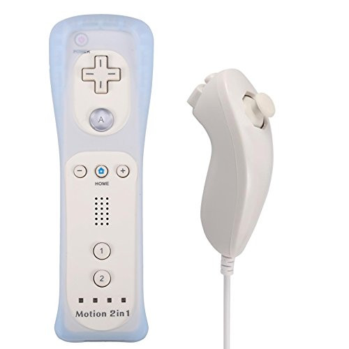 Poulep Gesture Controller and Nunchuck Joystick for Wii Wii U Gamepad Console with Motion Plus (White)