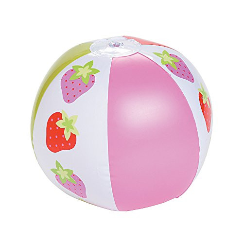 Fun Express - Strawberry Party Beach Balls (14") for Birthday - Toys - Inflates - Beach Balls - Birthday - 12 Pieces