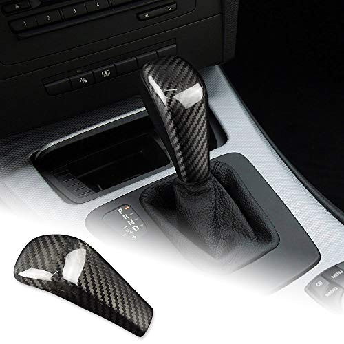 AIRSPEED Carbon Fiber Gear Shift Knob Cover Trim for BMW E81 E82 E87 E90 E92 E93 F01 E65 E48 E85 E86(Black)