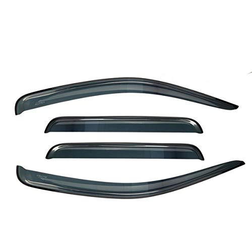 AUTEX 4Pcs Tape On Window Visor Compatible with Frontier Navara Crew Cab 2005 2006 2007 2008 2009 2010 2011 2012 2013 2014 2015 2016 2017 Side Window Deflector Sun Rain Guard