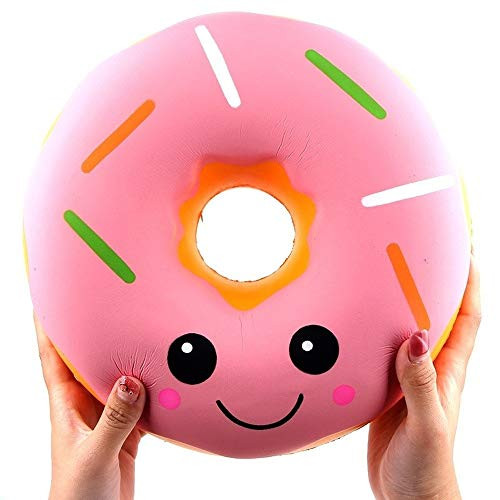 Ganjiang 10 Inches Giant Donut Squishy Toys Jumbo Squishies Soft and Slow Rising Great Gift (Pink)