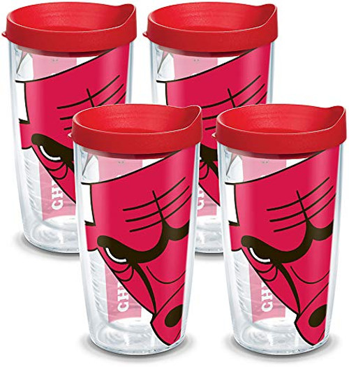 Tervis 1098774 NBA Chicago Bulls Colossal Tumbler with Wrap and Red Lid 4 Pack 16oz, Clear Tervis 1098774 NBA Chicago Bulls Colossal Tumbler with Wrap and Red Lid 4 Pack 16oz, Clear