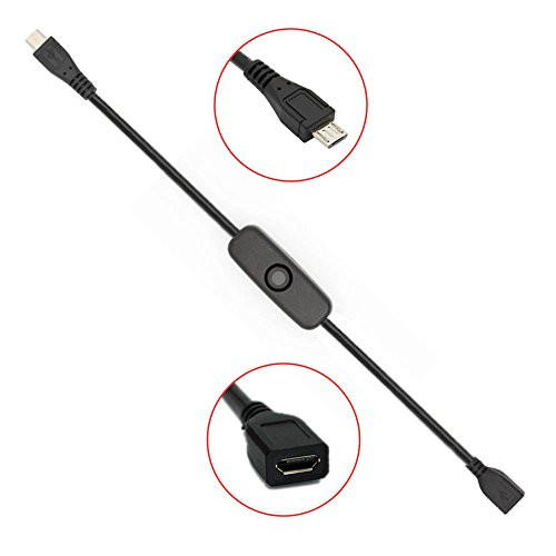 Raspberry Pi Power Swtich, iUniker Raspberry Pi 3 Power Supply Cord Pi 3 Power Switch Cable Push On Off for Pi 3 Model B+, Pi 3 Model B, Pi 2 B, Pi 1 B+, Pi Zero/w (MicroUSB Female to Male)