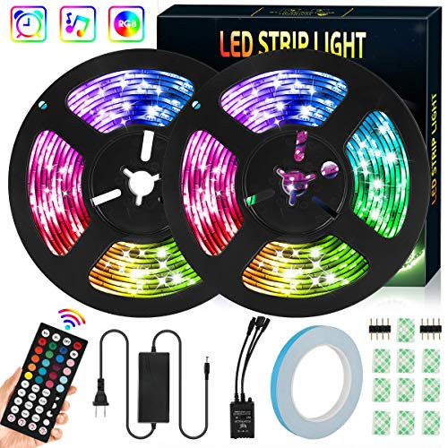 LED Strip Lights, IWVMEM RGB 32.8ft Flexible LED Strips, IP65 Waterproof, Music Sync Color Changing Light Kit, SMD 5050 LED Tape Lights with 44-Key IR Remote Control, for Home Party Decoration LED Strip Lights, IWVMEM RGB 32.8ft Flexible LED Strips, IP65 Waterproof, Music Sync Color Changing Light Kit, SMD 5050 LED Tape Lights with 44-Key IR Remote Control, for Home Party Decoration