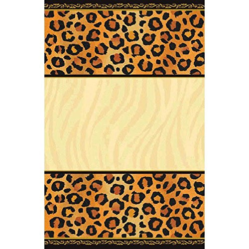 amscan Disposable Rectangular Paper Table Cover in Safari Chic Style Print Fits 8' Tables, 54 x 102, Black/Brown/Orange