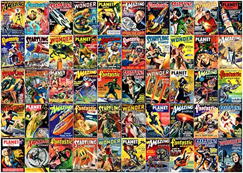 Science Fiction Magazine Book Covers Collage 1000 Piece Jigsaw Puzzle